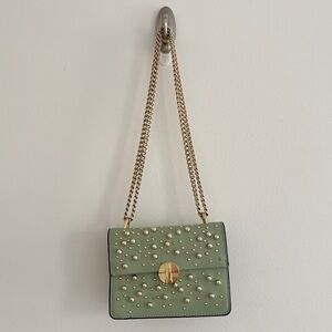 Nordstrom Mint Green Crossbody Bag with Gold Accents